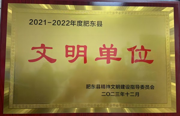 東城文傳公司獲得“2021-2022年度肥東縣文明單位”榮譽稱號
